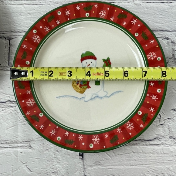 Longaberger Pottery Bluster the Snowman with Basket Holiday Snack 2 Plates - Picture 6 of 6